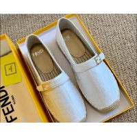 Top Quality Fendi Baguette FF Canvas Espadrilles White 80723