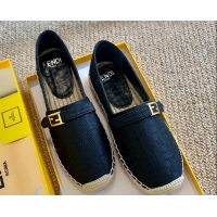 Low Price Fendi Baguette FF Canvas Espadrilles Blue 80724