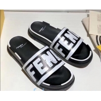 Low Price Fendi Roma Joshua Vide Leather Slide Sandal 82727 Black