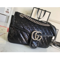 Unique Style Gucci GG Marmont Sequin Mormont Small Shoulder bag 443497 Black