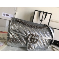 Affordable Price Gucci GG Marmont Sequin Mormont Small Shoulder bag 443497 Silver