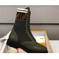 Perfect Fendi Knit Sock Ankle Boots Green 82808