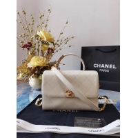 Top Quality Chanel small tote bag Sheepskin & Gold-Tone Metal AS2059 white