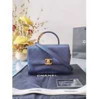 Promotional Chanel small tote bag Sheepskin & Gold-Tone Metal AS2059 blue