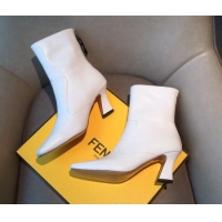 Best Product Fendi Calfskin Heel Short Boot with Black Zip Back 10225 White