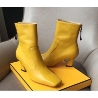 Luxury Cheap Fendi Calfskin Heel Short Boot with Black Zip Back 10225 Yellow