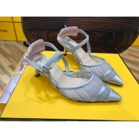 Good Quality Fendi Colibri Slingback in Grey Tulle and Satin Mesh 85mm 22123