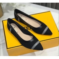 Best Product Fendi Colibri Fabric Flat Ballerinas Black 122141