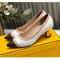 Top Grade Fendi Colibri Calfskin Pumps 5.5cm White 122144