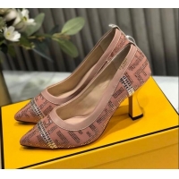 Best Price Fendi Colibri Crystal Fabric Pumps 8.5cm Pink 122149