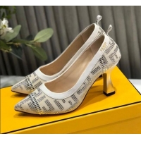 Purchase Fendi Colibri Crystal Fabric Pumps 8.5cm White 122152