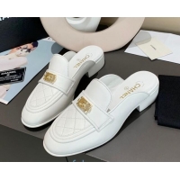 Best Price Chanel Boy Calfskin Flat Mules 102103 White