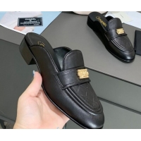 Super Quality Chanel Boy Calfskin Flat Mules 102103 Black