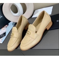 Fashion Chanel Boy Calfskin Flat Loafers 102106 Apricot 