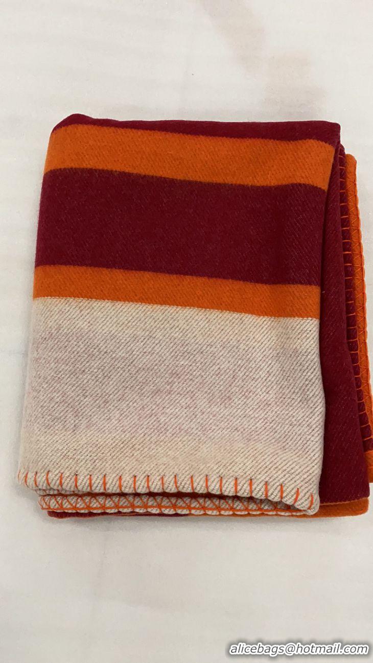 Good Product Hermes Wool Cashmere H Checker Blanket 180x135cm 81630 Orange