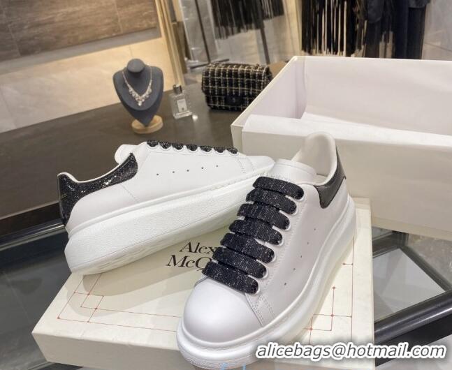 Unique Grade Alexander Mcqueen White Silky Calfskin Sneaker Black 22211