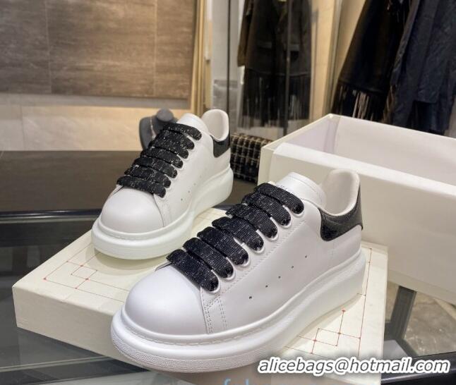 Unique Grade Alexander Mcqueen White Silky Calfskin Sneaker Black 22211