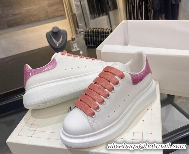 Low Cost Alexander Mcqueen White Silky Calfskin Sneaker 22211 Pink