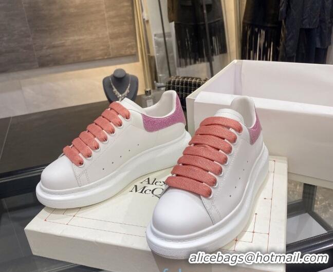 Low Cost Alexander Mcqueen White Silky Calfskin Sneaker 22211 Pink