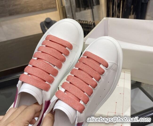 Low Cost Alexander Mcqueen White Silky Calfskin Sneaker 22211 Pink