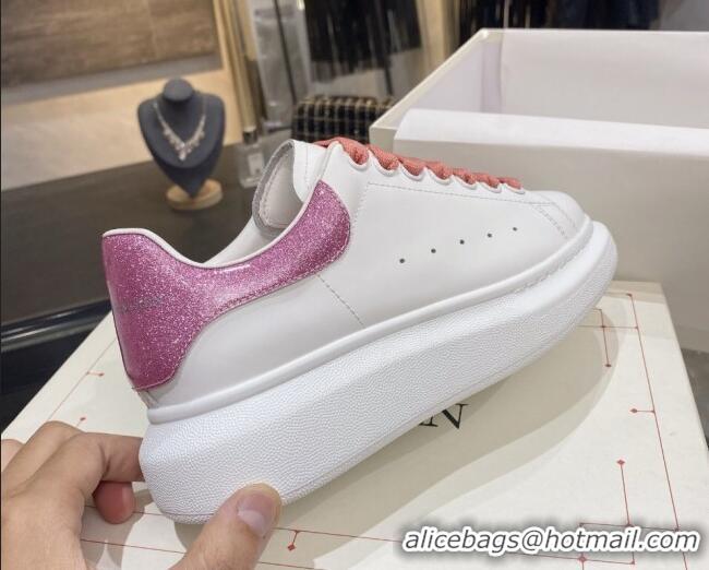 Low Cost Alexander Mcqueen White Silky Calfskin Sneaker 22211 Pink