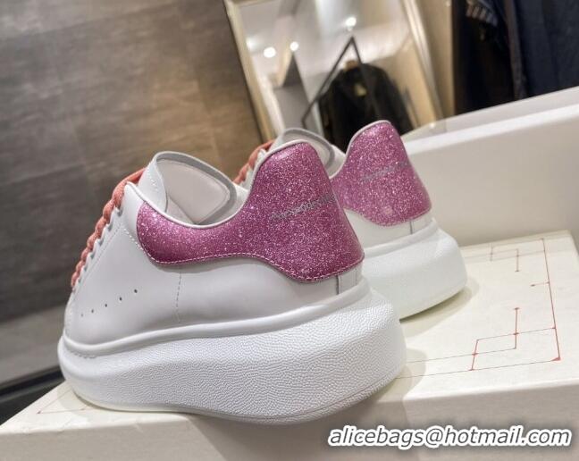 Low Cost Alexander Mcqueen White Silky Calfskin Sneaker 22211 Pink