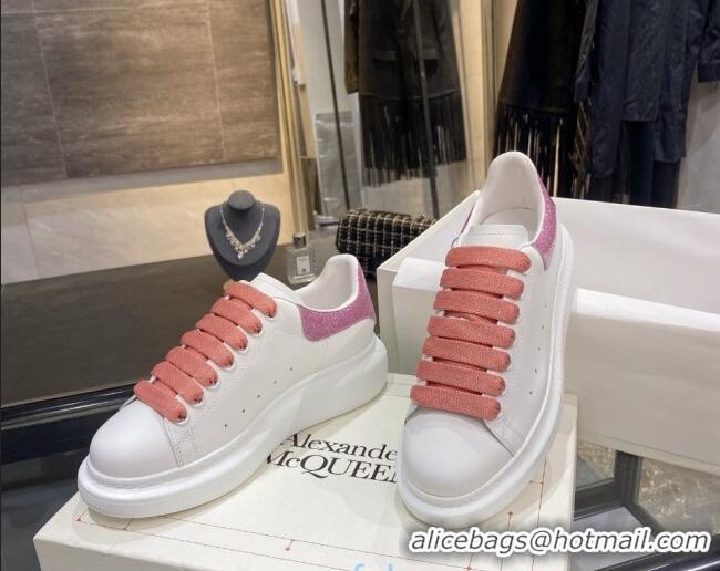 Low Cost Alexander Mcqueen White Silky Calfskin Sneaker 22211 Pink