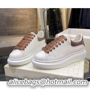 Hot Style Alexander Mcqueen White Silky Calfskin Sneaker 22211 Coffee Brown