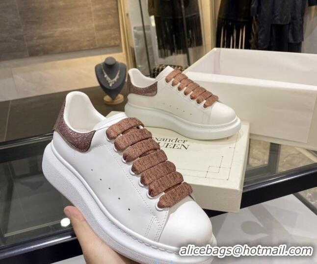 Hot Style Alexander Mcqueen White Silky Calfskin Sneaker 22211 Coffee Brown