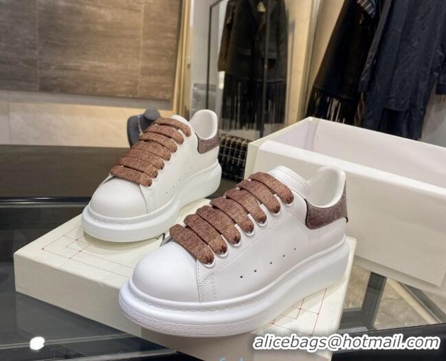 Hot Style Alexander Mcqueen White Silky Calfskin Sneaker 22211 Coffee Brown