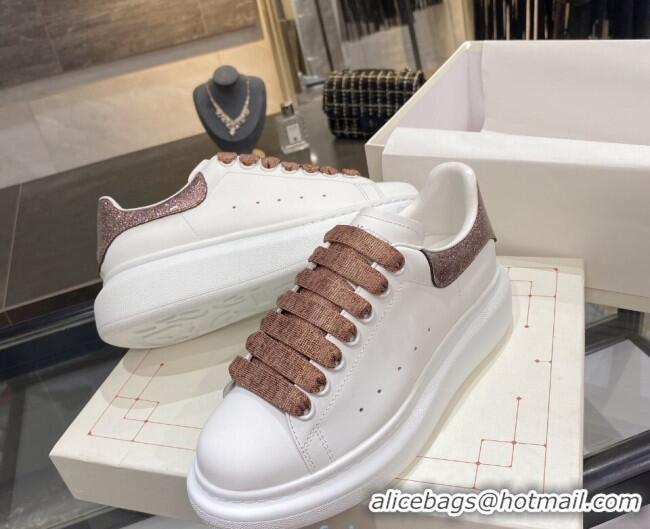 Hot Style Alexander Mcqueen White Silky Calfskin Sneaker 22211 Coffee Brown