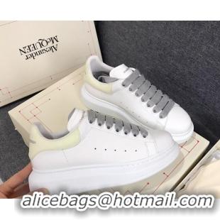 Duplicate Alexander Mcqueen White Silky Calfskin Sneaker 22211 steel grey