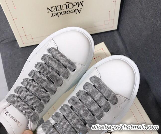 Duplicate Alexander Mcqueen White Silky Calfskin Sneaker 22211 steel grey