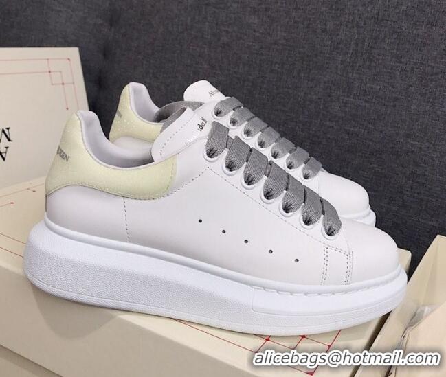 Duplicate Alexander Mcqueen White Silky Calfskin Sneaker 22211 steel grey