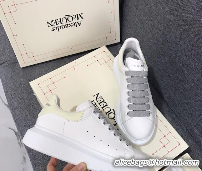 Duplicate Alexander Mcqueen White Silky Calfskin Sneaker 22211 steel grey