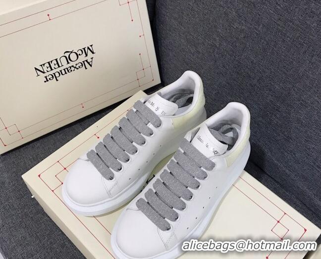 Duplicate Alexander Mcqueen White Silky Calfskin Sneaker 22211 steel grey