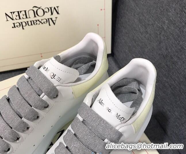 Duplicate Alexander Mcqueen White Silky Calfskin Sneaker 22211 steel grey