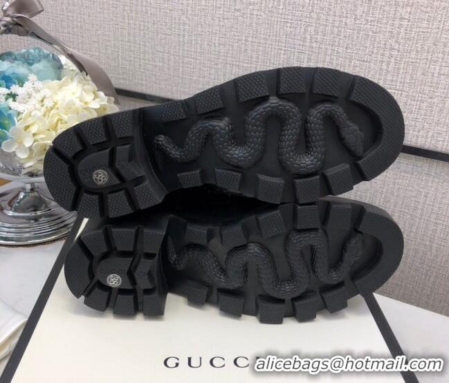 Most Popular Gucci GG Leather Boots With Front Buckle and 5cm Heel Black 110971