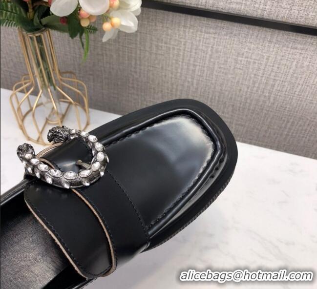 Super Quality Gucci Dionysus Shiny Leather 50mm Platform Loafers 11117 Black