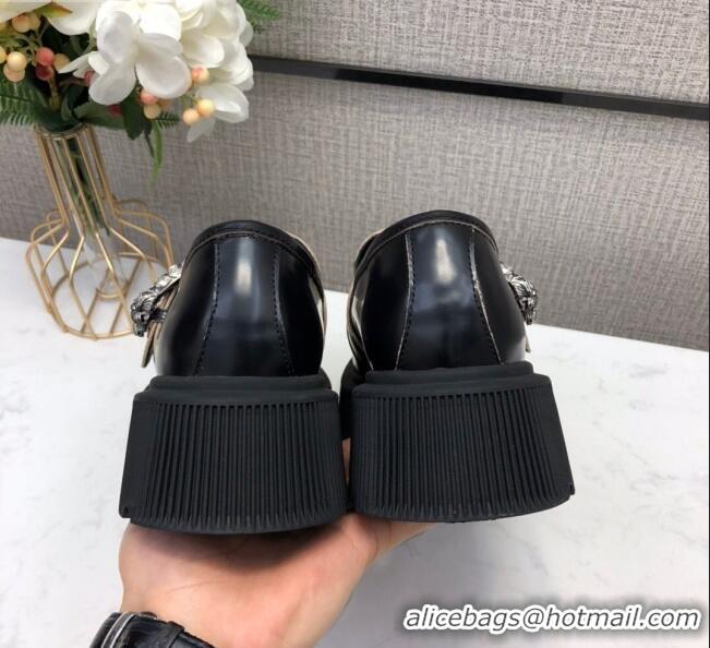 Super Quality Gucci Dionysus Shiny Leather 50mm Platform Loafers 11117 Black