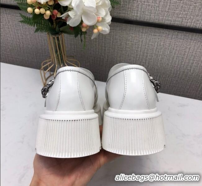 New Style Gucci Dionysus Shiny Leather 50mm Platform Loafers 11117 White