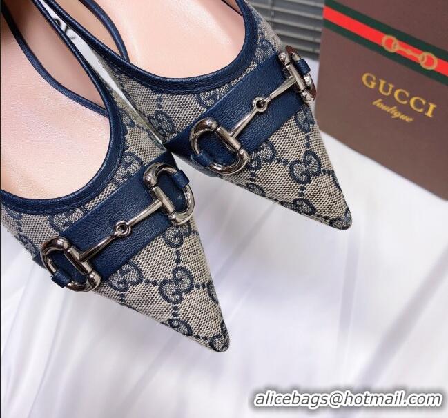 Low Price Gucci GG Ballet Flat with Horsebit 11203 Grey/Blue