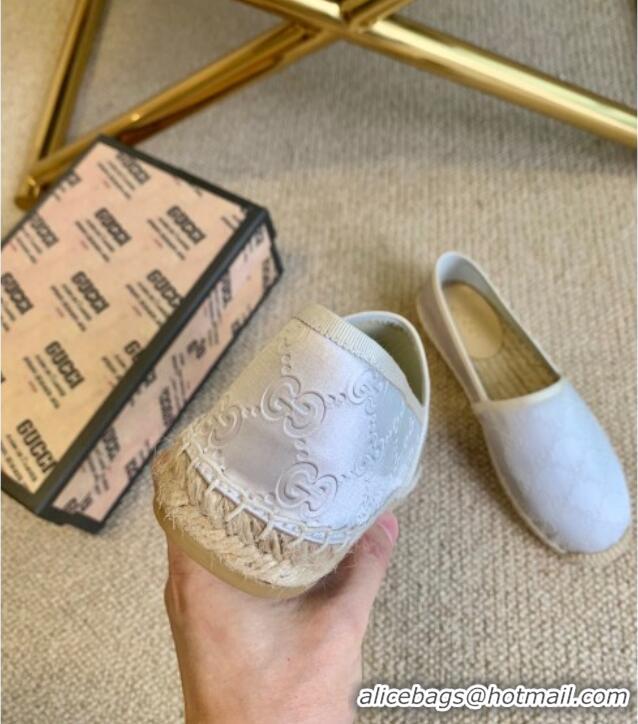 Fashionable Gucci GG Silk Espadrilles 11264 Silver 