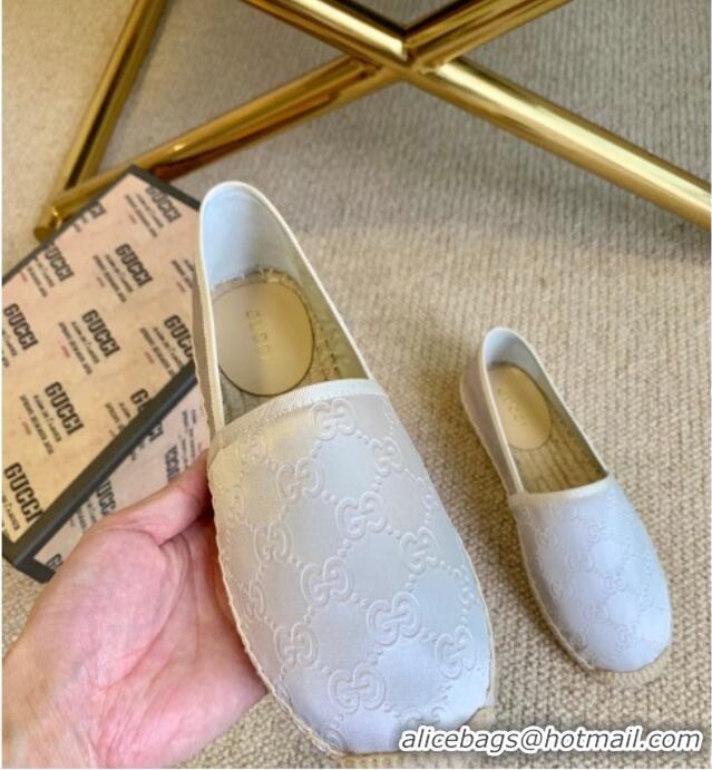 Fashionable Gucci GG Silk Espadrilles 11264 Silver 