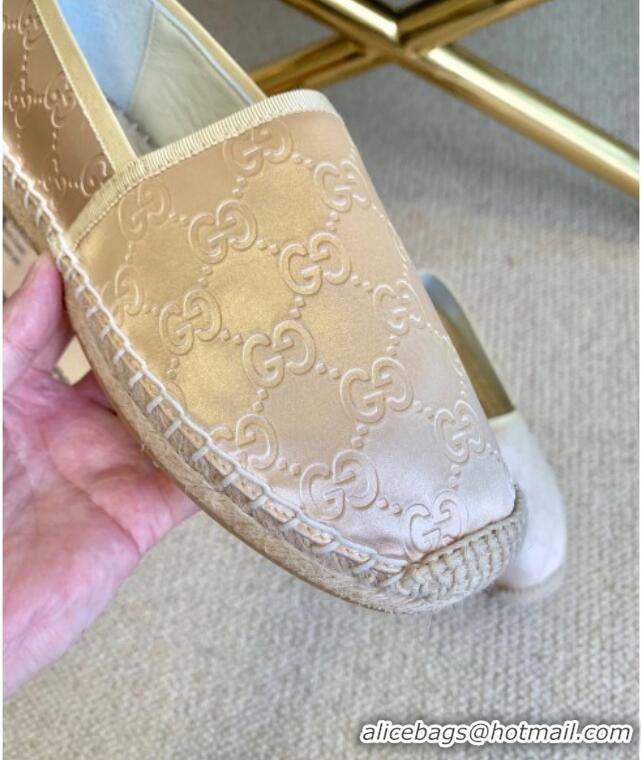 Low Price Gucci GG Silk Espadrilles 11264 Pale Gold