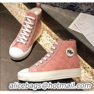 Good Looking Gucci x Dior GG Canvas Short Sneaker Boots with Logo Patch 111422 Pink