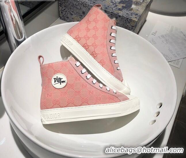 Good Looking Gucci x Dior GG Canvas Short Sneaker Boots with Logo Patch 111422 Pink