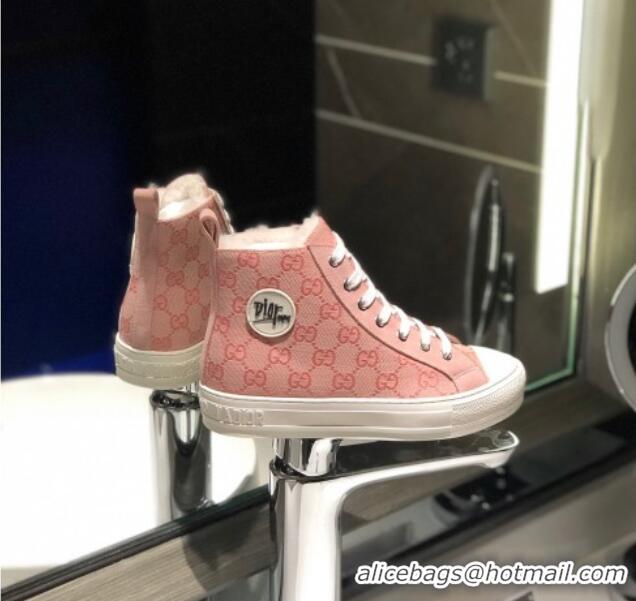 Good Looking Gucci x Dior GG Canvas Short Sneaker Boots with Logo Patch 111422 Pink