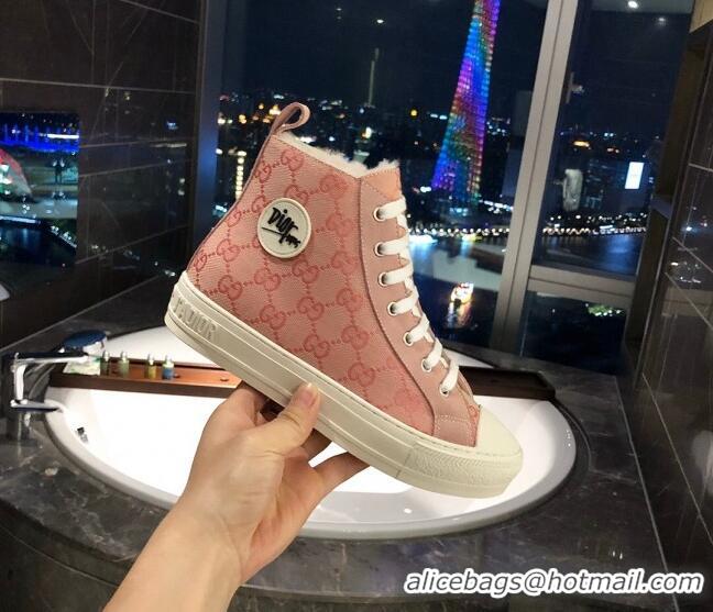 Good Looking Gucci x Dior GG Canvas Short Sneaker Boots with Logo Patch 111422 Pink