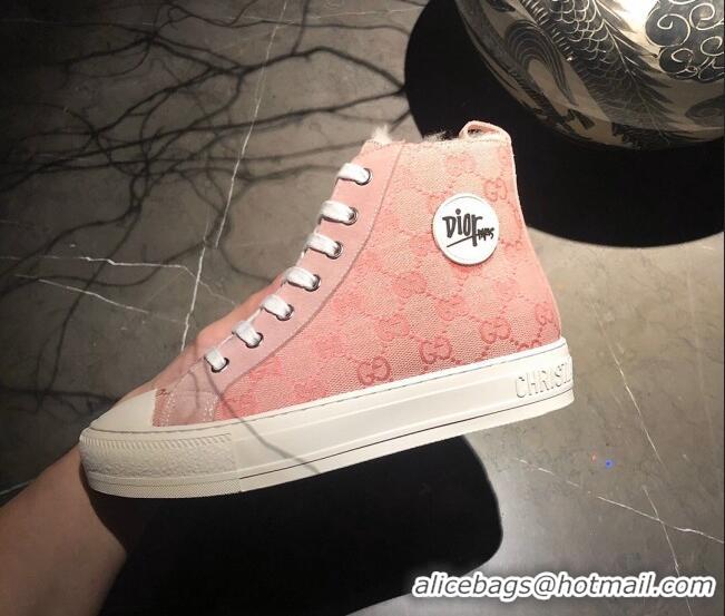 Good Looking Gucci x Dior GG Canvas Short Sneaker Boots with Logo Patch 111422 Pink